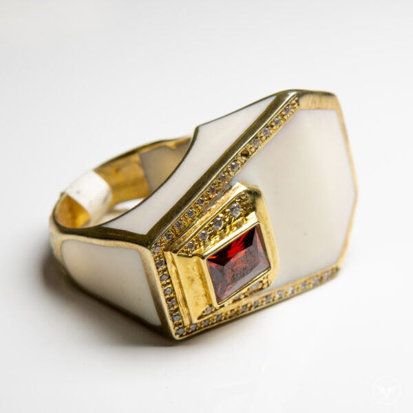 Anillo Giza Blanco/garnet#7