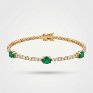 Pulsera Tennis en Oro 14K Y 3 Esmeraldas