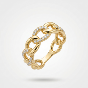 Anillo de Oro 14k "Eslabones de Brillo"