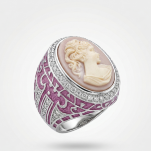 ANILLO CAMEO IMPERIAL EN PLAYA Y ESMALTE PURPURA