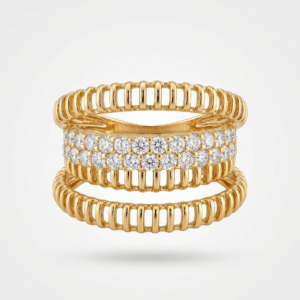 Anillo "Catedral" de Triple Banda en Oro 18k y Diamantes