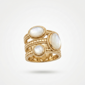 ANILLO ORO 14K TRILOGIA DE NACAR