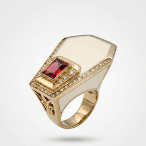 ANILLO GIZA BLANCO/GARNET