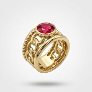 ANILLO PIEDRA ROJA ORO 14K
