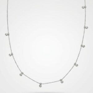 COLLAR DE ORO BLANCO 14K & DIAMANTES