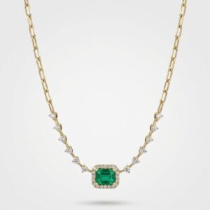 COLLAR 14K DIAMANTES CON ESMERALDA